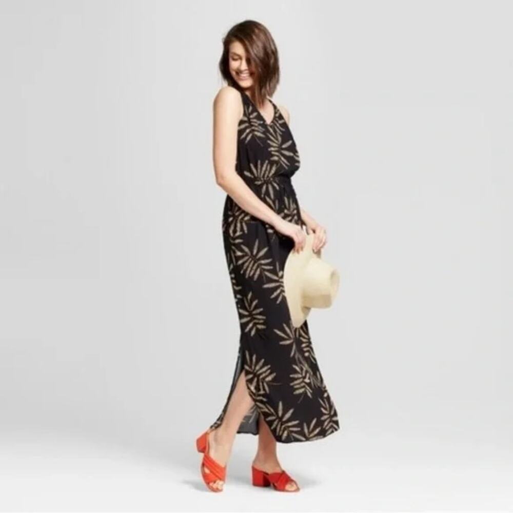 A New Day Black Palm Leaf Maxi Dress - XS